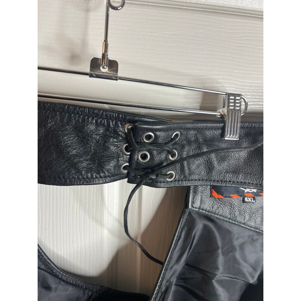 Interstate Leather Motorcycle Chaps Unisex Black ~ Size 4XL - Picture 7 of 11